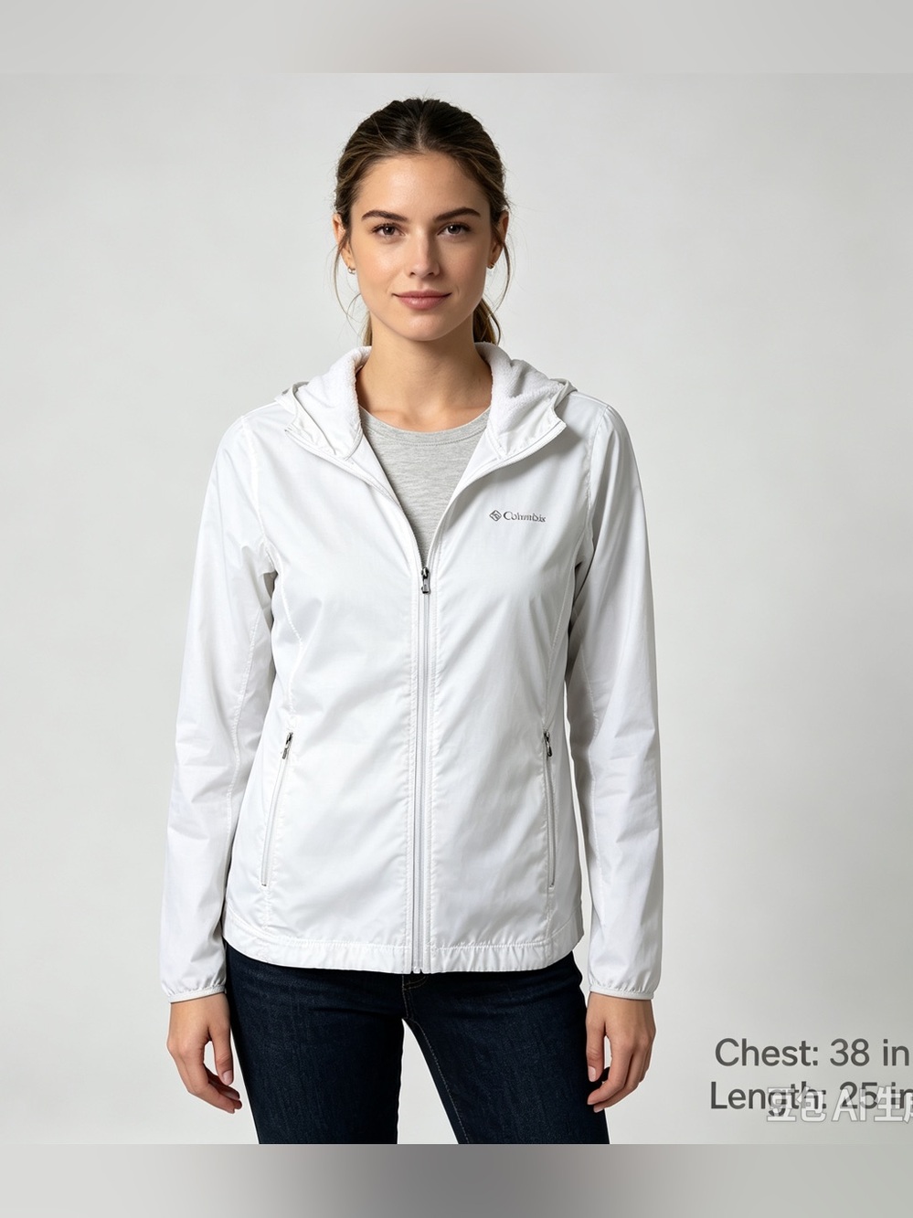 Columbia Women's S White Hooded Sherpa Lined Jacket Full Zip Pockets Outdoor